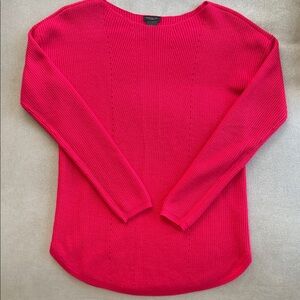 Ann Taylor Bright Pink Crewneck Ribbed Sweater